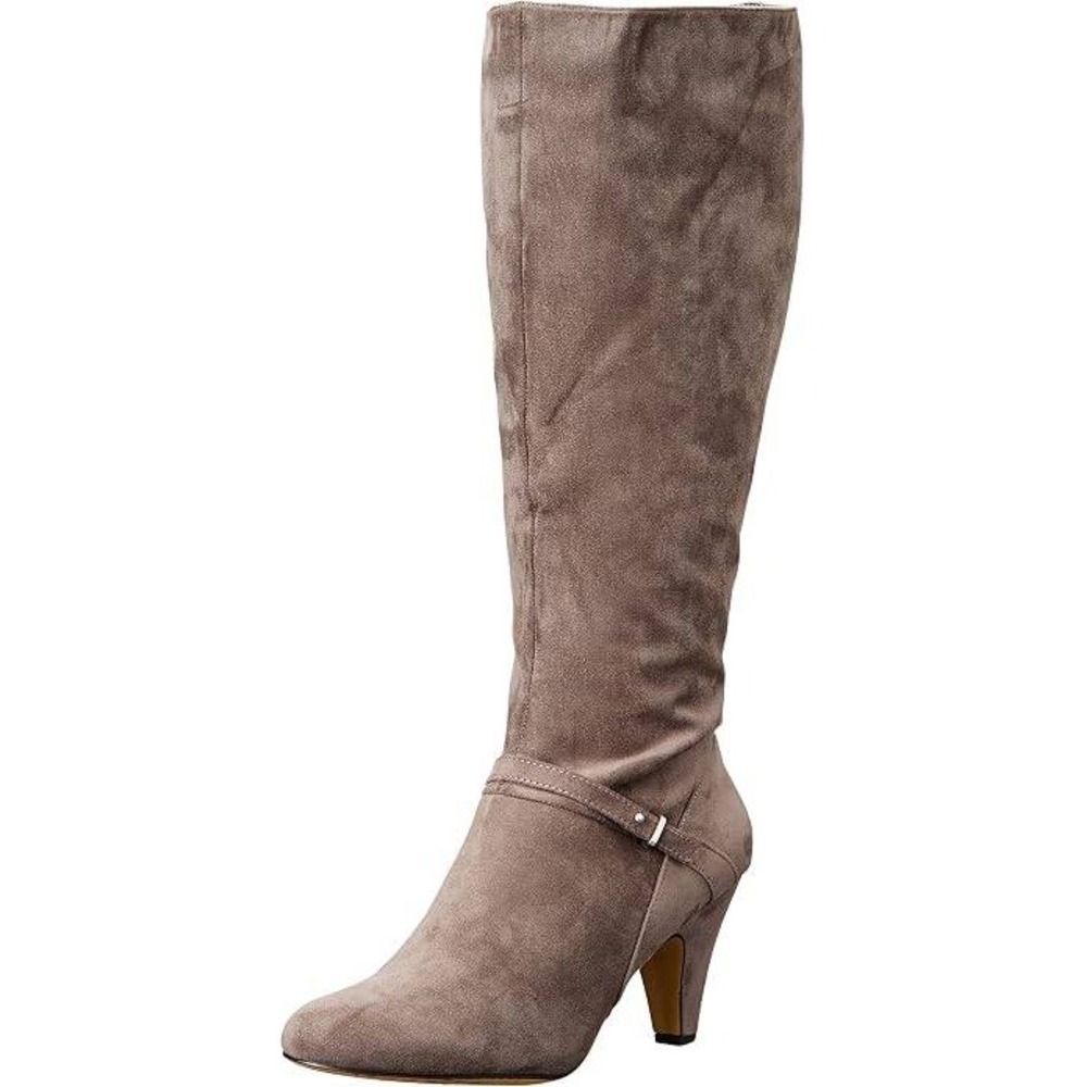 Bella Vita Sasha Plus Tall Boots Womens 7.5 Gray Suede Dress Heel Inside Zipper